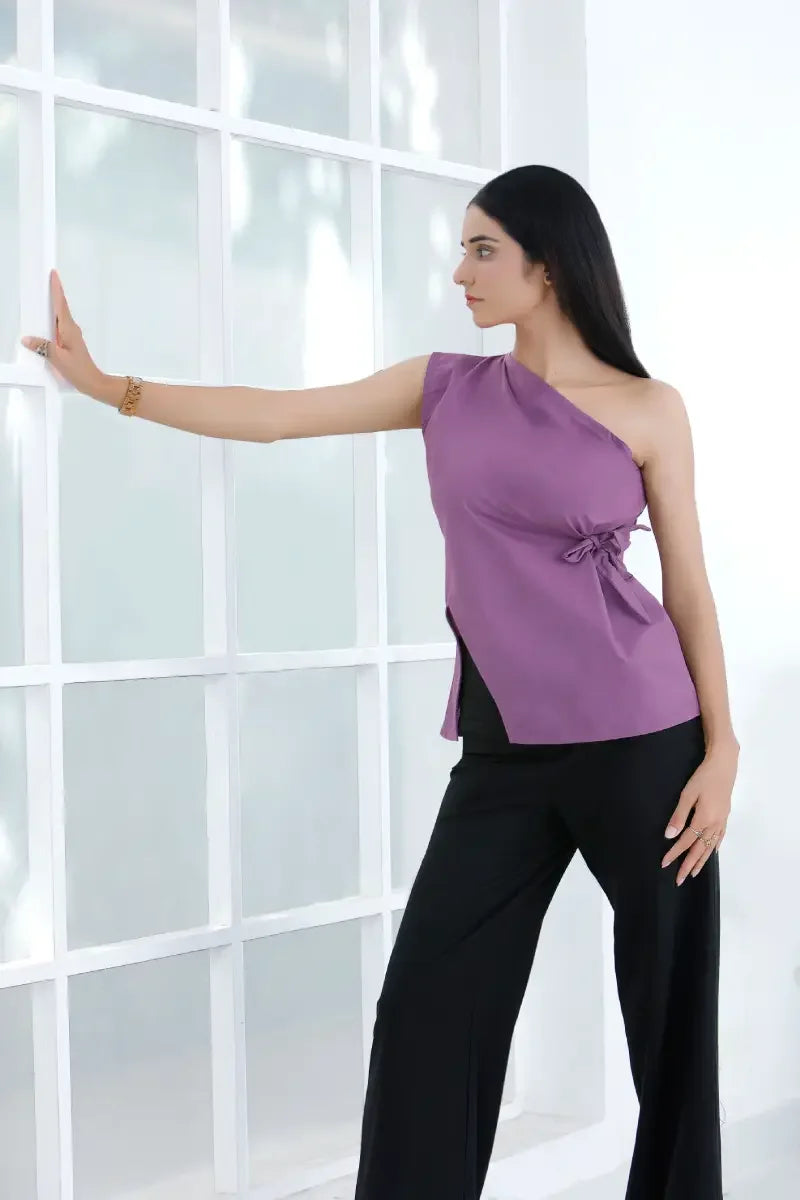 The Mauve One-Shoulder Peplum