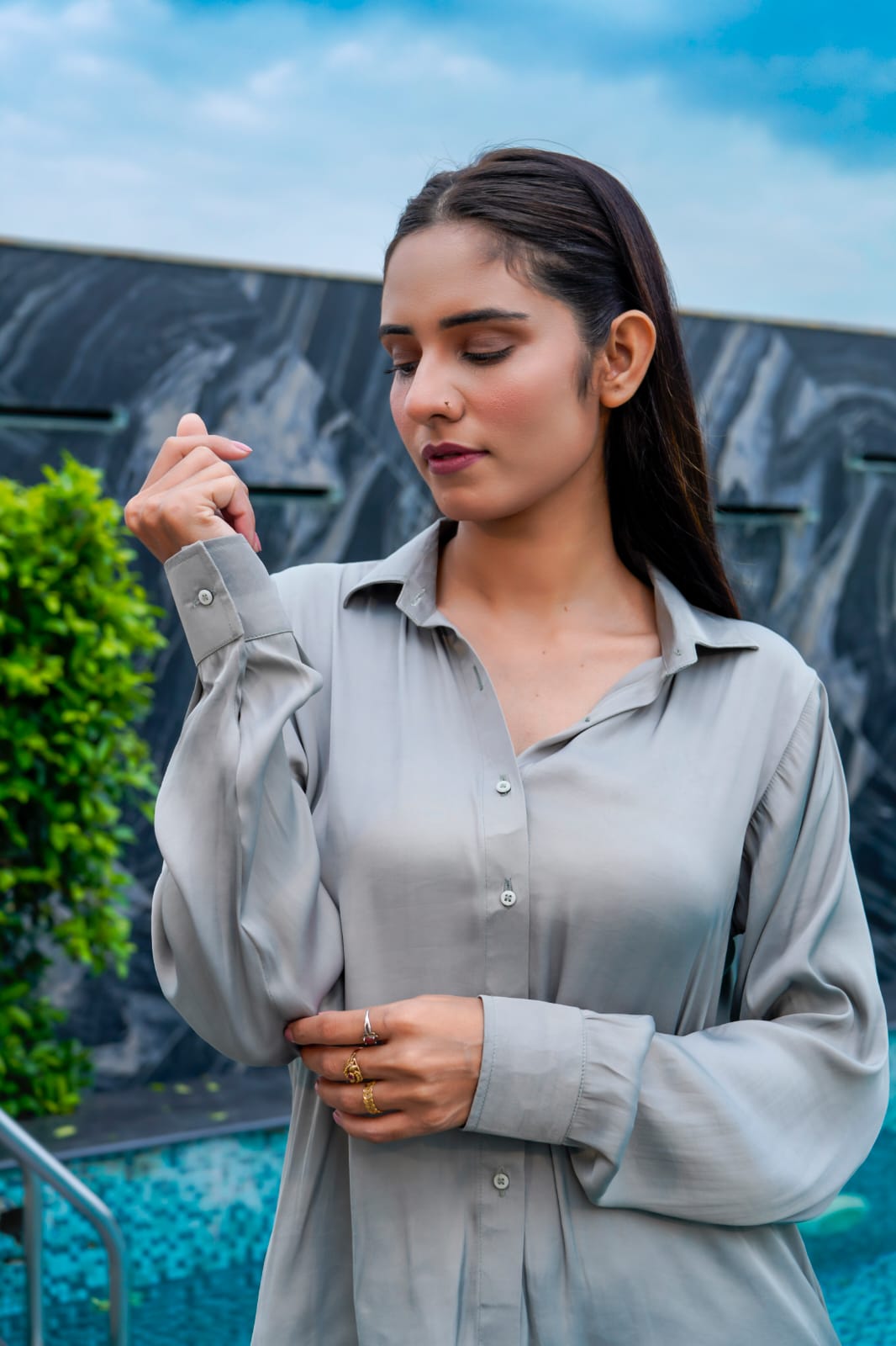 Pure Silk Button Down Shirt