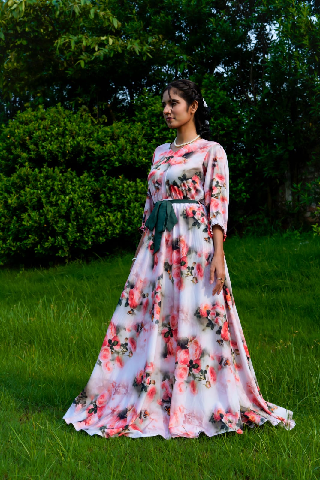 Floral Wide linen Flayer Frok