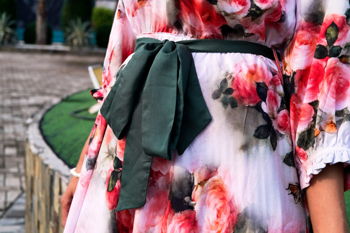 Floral Wide linen Flayer Frok
