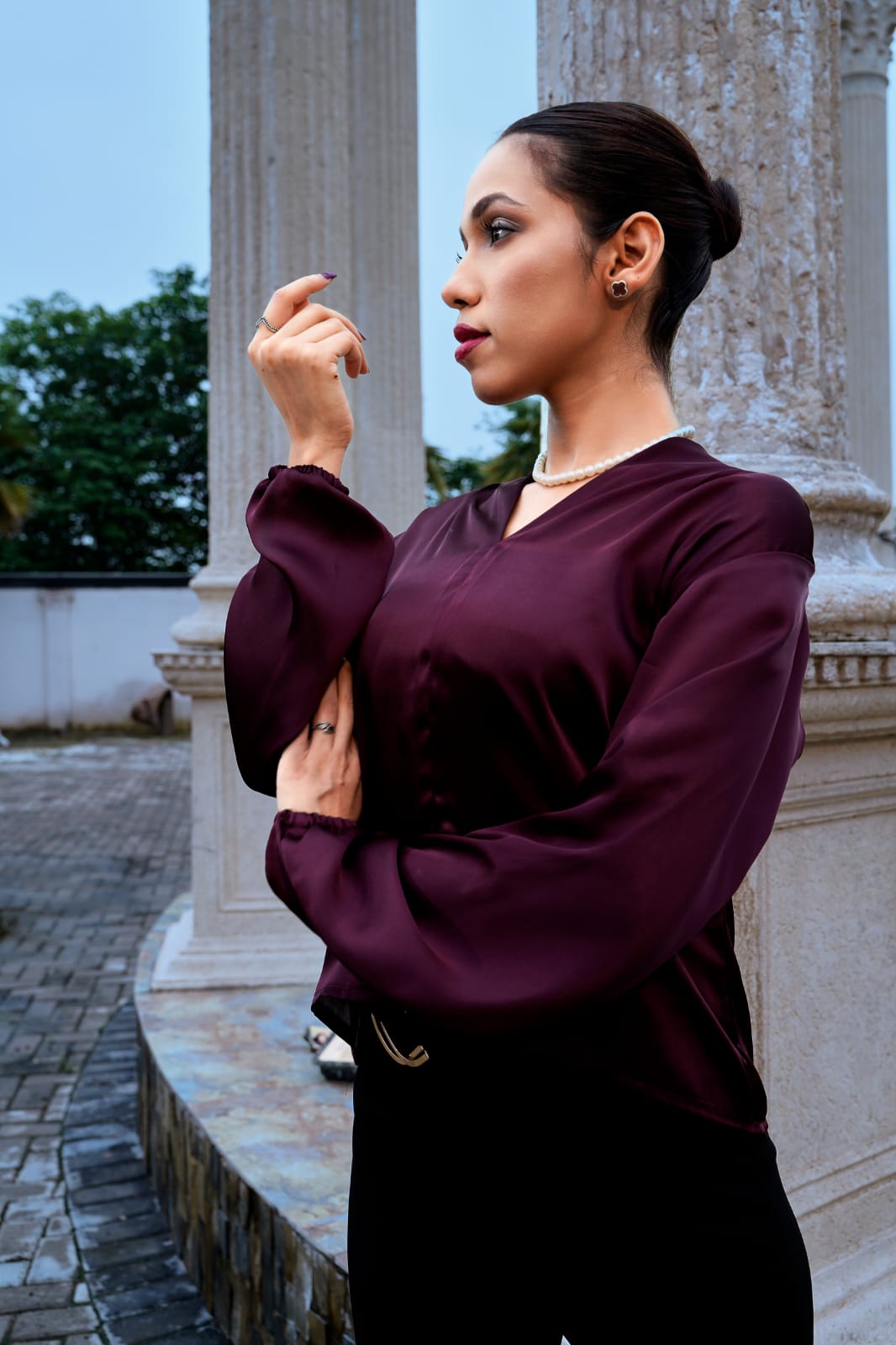 Raw Silk Top With Sleeves
