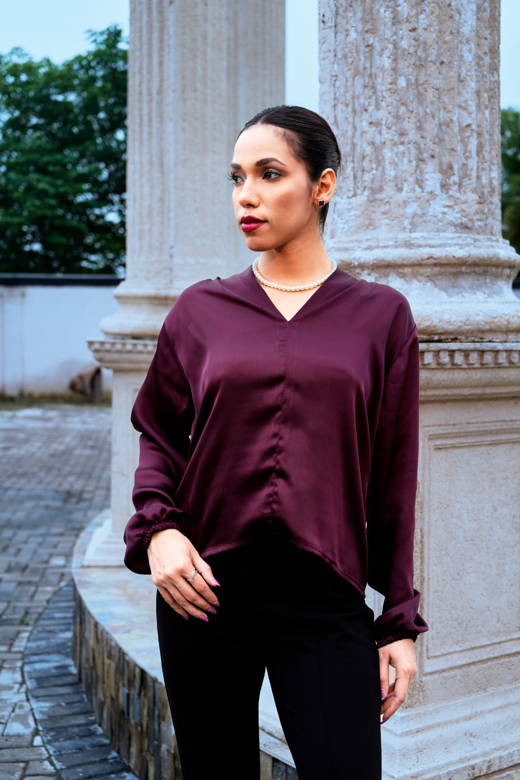 Raw Silk Top With Sleeves