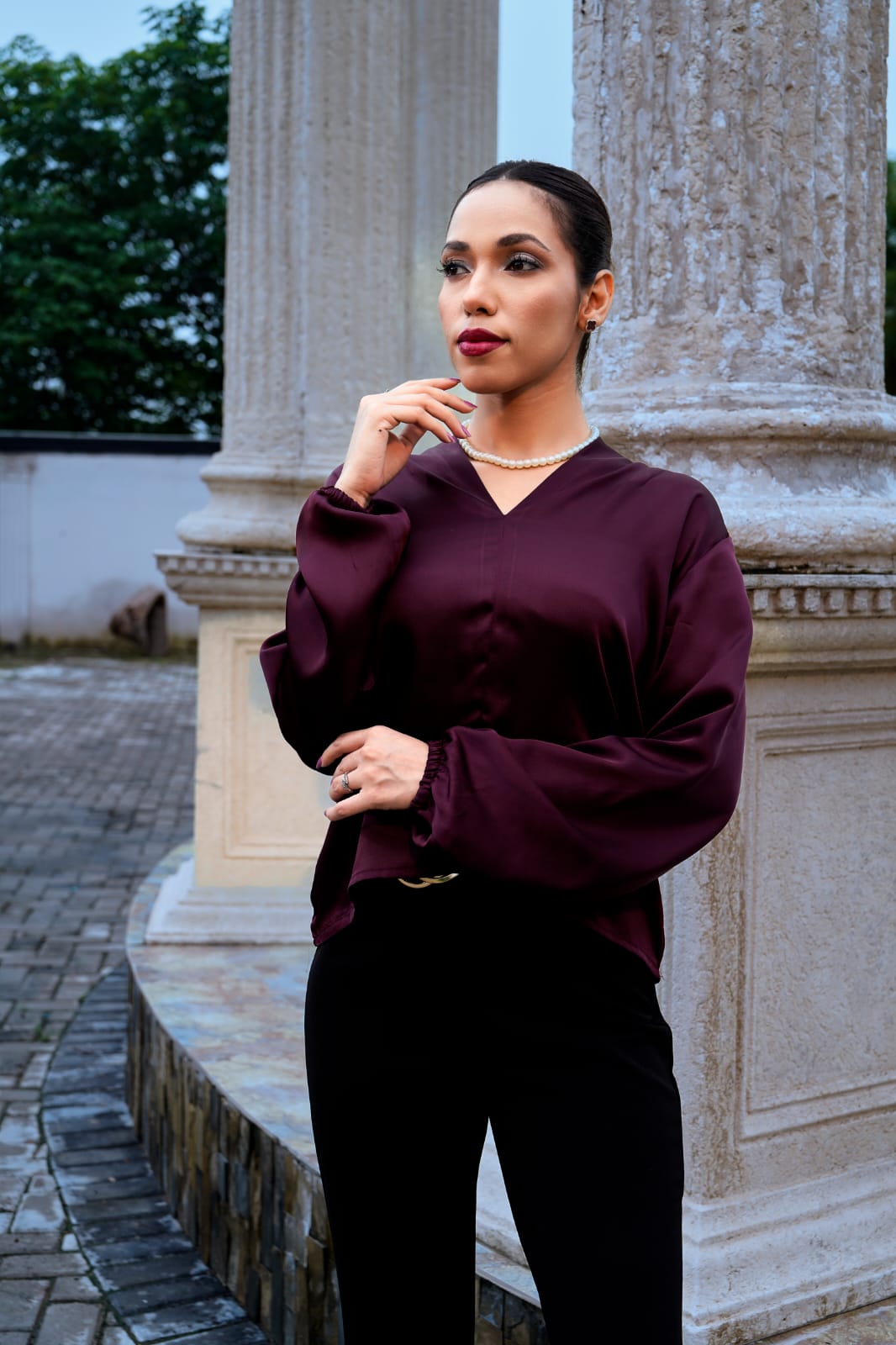 Raw Silk Top With Sleeves